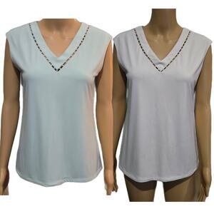2 Calvin Klein sleeveless tops Light Blue and White medium